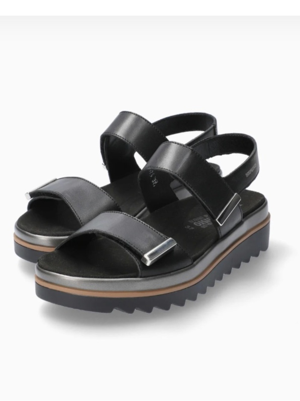 Mephisto Black Leather Strap platform Sandals - Comfortable 37 /7